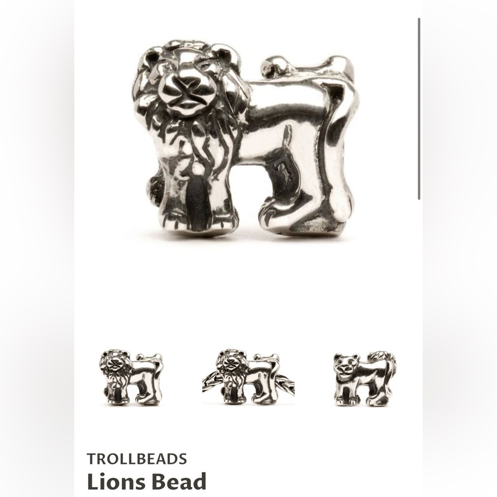 Trollbeads Lions Lion Lioness Two Sided Convertible Bead Retired Very Rare